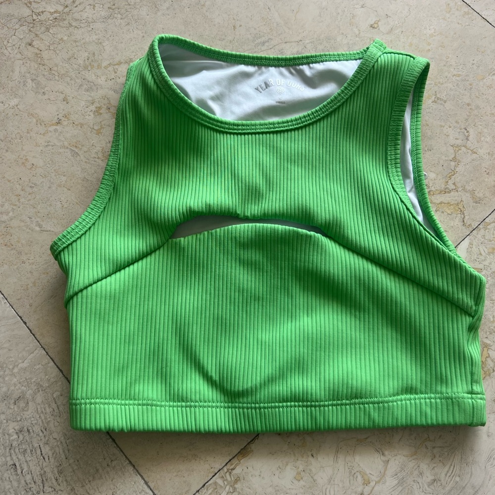 Neon green year of ours bra - slit in front. Size small
